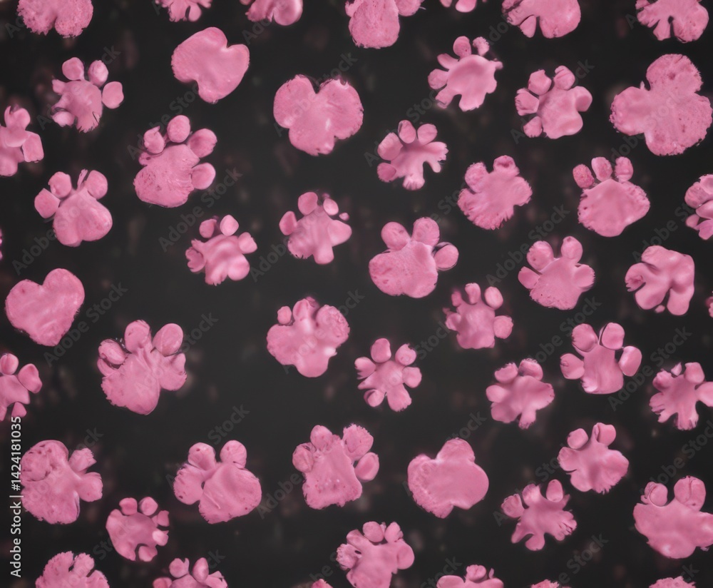 Pink dog paw prints forming a heart, isolated , animal, valentine Pink dog paw prints forming a heart, isolated , animal, valentine