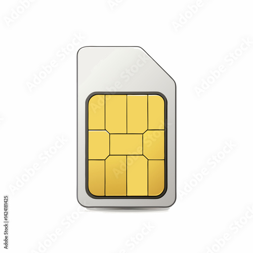 Single Sim Card Illustration For Mobile Phone Connectivity Technology