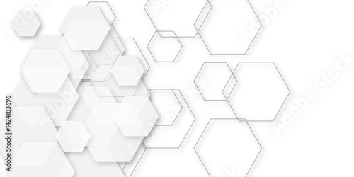 Abstract white and grey seamless hexagon pattern background. Abstract hexagonal concept technology background. Vector Illustration