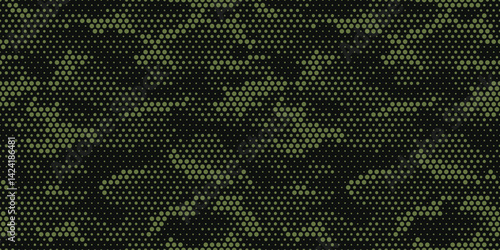 Vector dotted camouflage pattern. Dark Green military pattern. Seamless pattern for textile design and army