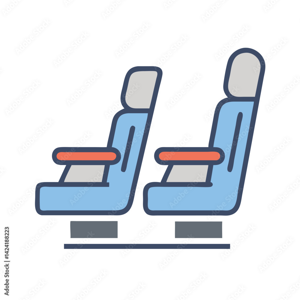 Airplane Seat Icon Representing Inflight Passenger and Seating Airplane Seat Icon Representing Inflight Passenger and Seating