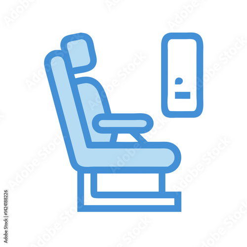 Airplane Seat Icon Representing Inflight Passenger and Seating