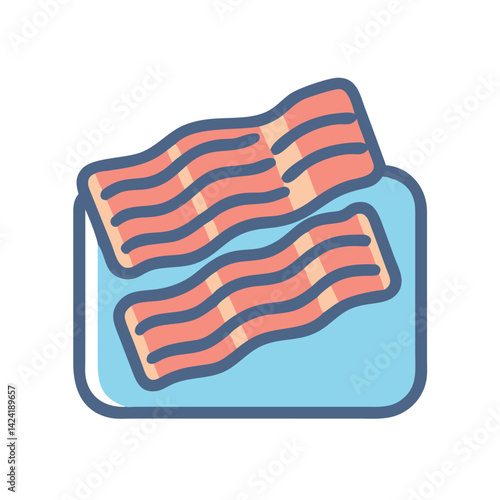 Bacon Strips Icon Representing Cooked Pork Slices and Breakfast Food