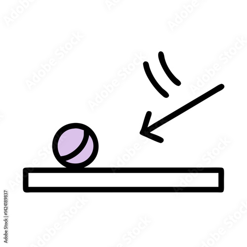 Ball Bouncing Off Surface Icon Representing Motion and Kinetic Energy