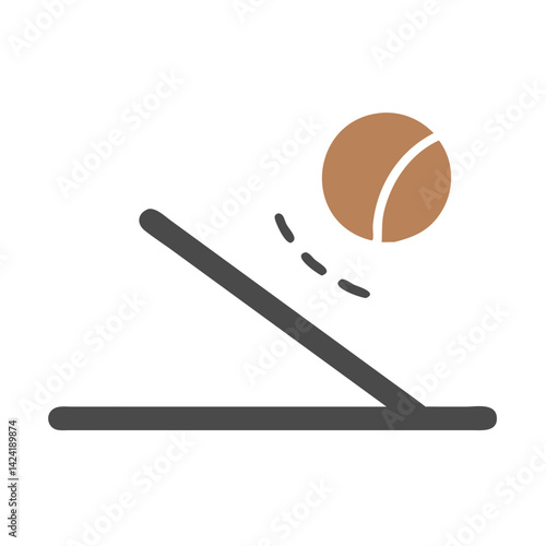 Ball Bouncing Off Surface Icon Representing Motion and Kinetic Energy