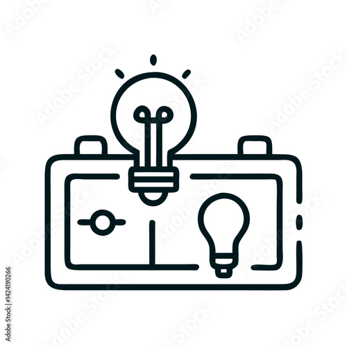 Battery Circuit with Light Bulb Icon Representing Electrical Power and Illumination