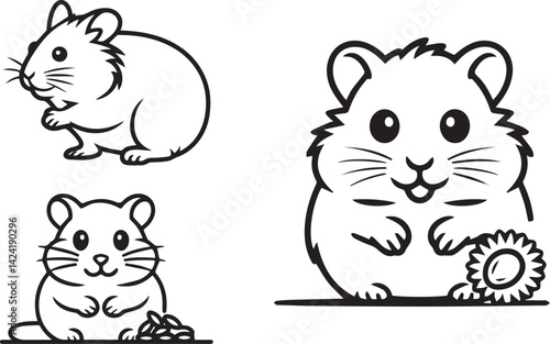 Clean and minimal hamster line art silhouette perfect for logos, stickers, t-shirts, and digital designs. Fully scalable and editable vector format.
