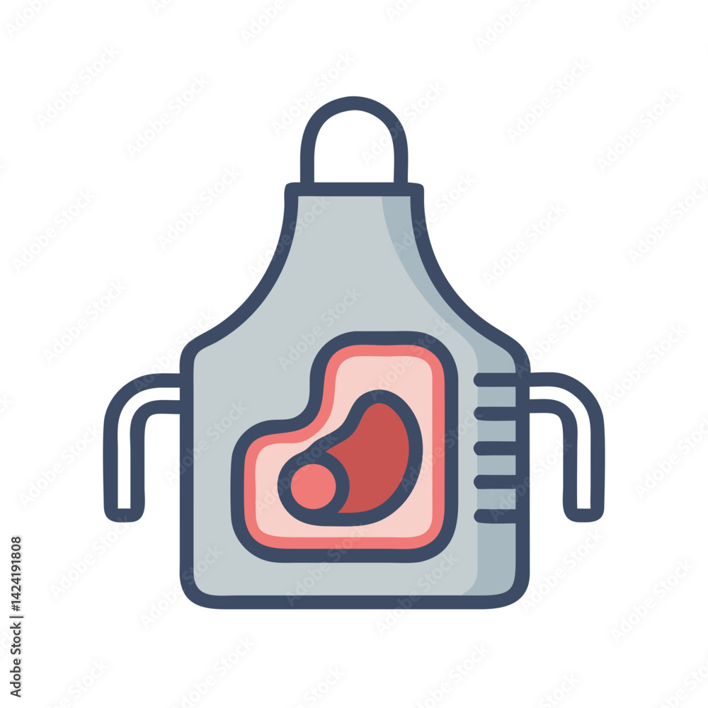 Butcher Apron Icon Representing Meat Preparation and Protection Butcher Apron Icon Representing Meat Preparation and Protection
