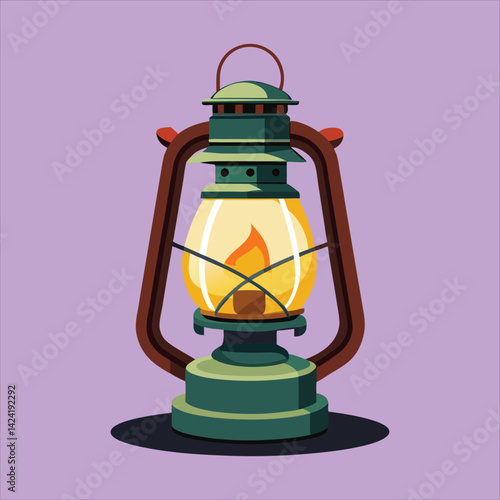 Antique kerosene lamp vector.