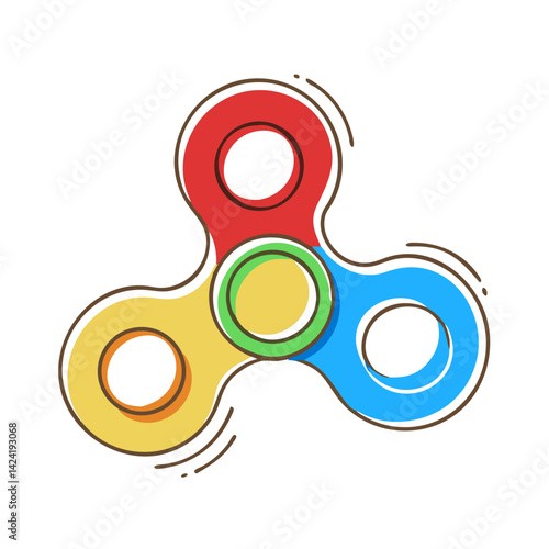 Colorful fidget spinner spinning against a white background  