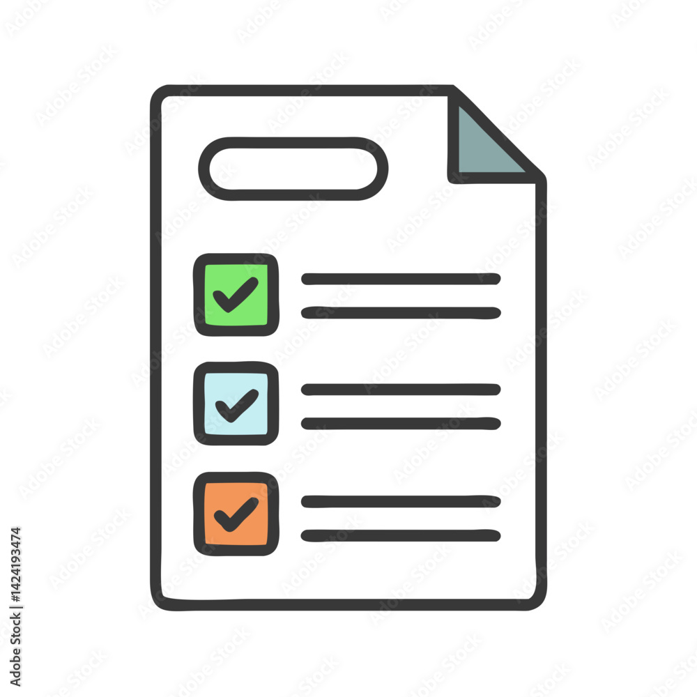 Checklist with Marked Options Icon Representing Task Completion or Selection Checklist with Marked Options Icon Representing Task Completion or Selection