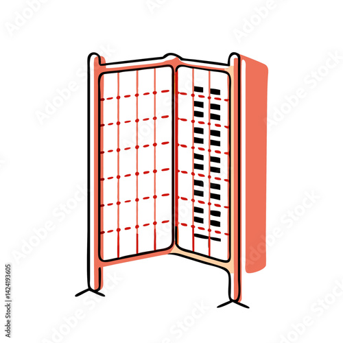 Folding Screen Design in Minimalist Style with Red and Black Colors  