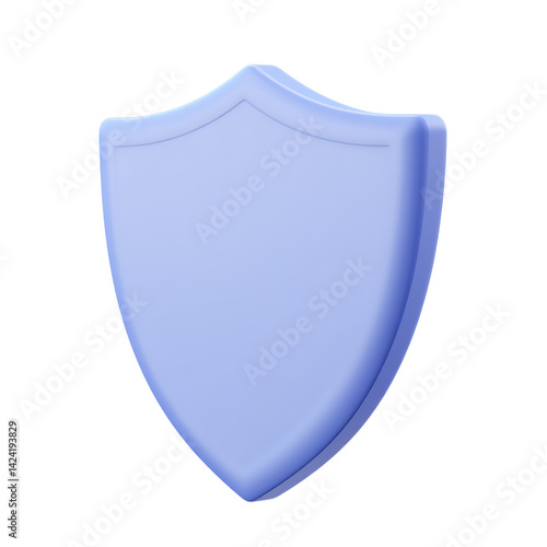 A smooth pastel 3D shield icon with a shiny gold rim and clean flat design style floating on a transparent background in a modern minimal appearance