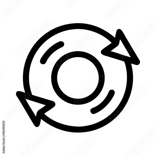 Circular Motion with Arrows Icon Representing Continuous Rotation or Cycle