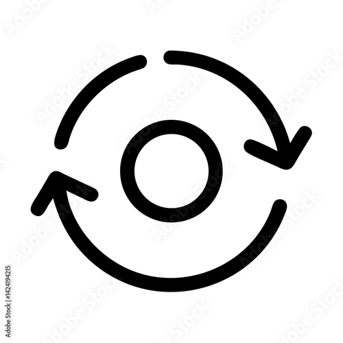 Circular Motion with Arrows Icon Representing Continuous Rotation or Cycle