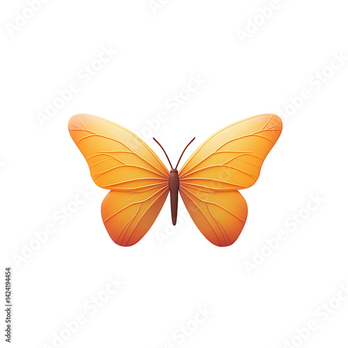 Obraz na płótnie A delicate 3D butterfly icon with layered symmetrical wings and minimal style on a transparent background w salonie