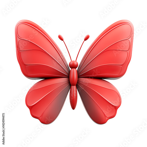 Obraz na płótnie A delicate 3D butterfly icon with layered symmetrical wings and minimal style on a transparent background w salonie