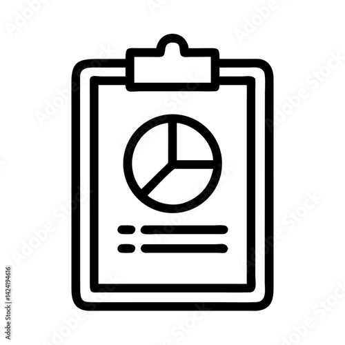 Clipboard with Pie Chart Icon Representing Data Analysis or Business Report