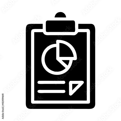 Clipboard with Pie Chart Icon Representing Data Analysis or Business Report