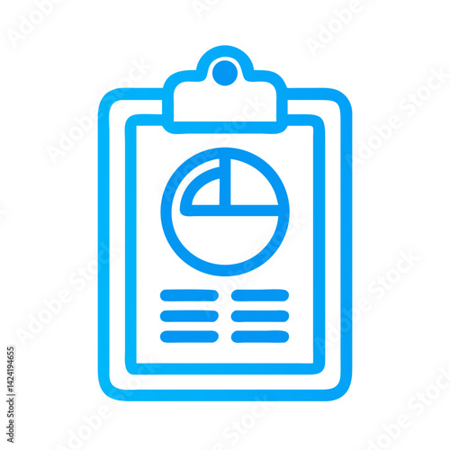Clipboard with Pie Chart Icon Representing Data Analysis or Business Report