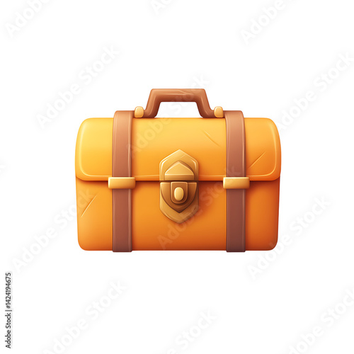  colorful and glossy 3D treasure chest icon with a golden lock and rich gradient tones in a minimal isometric style placed on a transparent background