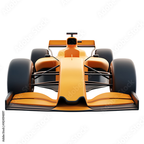 Obraz na płótnie A sleek 3D race car icon viewed from the front with aerodynamic detail and a high speed design on a transparent background w salonie