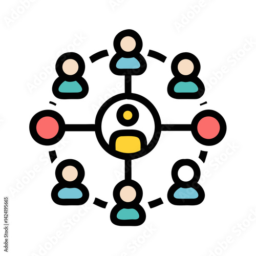Connected People Icon Representing Collaboration or Teamwork Network