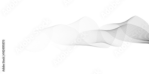 Abstract colorful wavy stripes on white background isolated, minimalistic geometric background with black and white wavy lines form spiral ribbon. Graphic design template banner, vector illustrator.