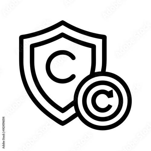Copyright Symbol with Shield Icon Representing Intellectual Property Protection