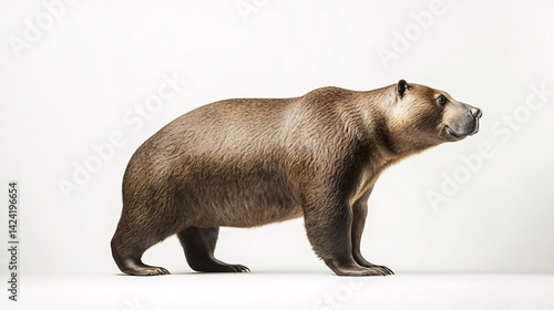 Diprotodon optatum strolling against a white backdrop, a massive marsupial that roamed australia during the pleistocene era