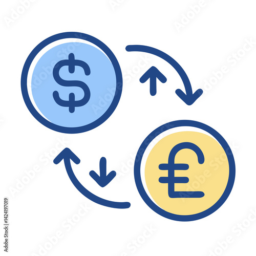 Currency Exchange Icon Representing Foreign Money Conversion or International Finance