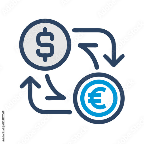 Currency Exchange Icon Representing Foreign Money Conversion or International Finance