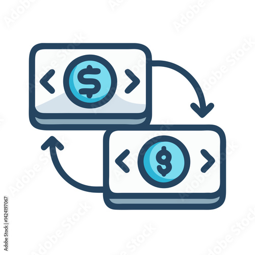 Currency Exchange Icon Representing Foreign Money Conversion or International Finance