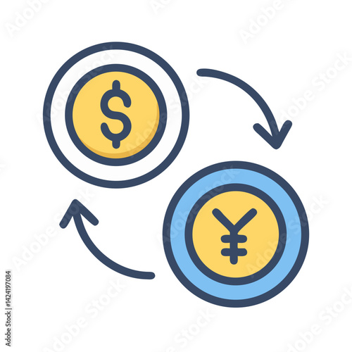 Currency Exchange Circle Icon Representing Global Money Transfer or Forex Conversion