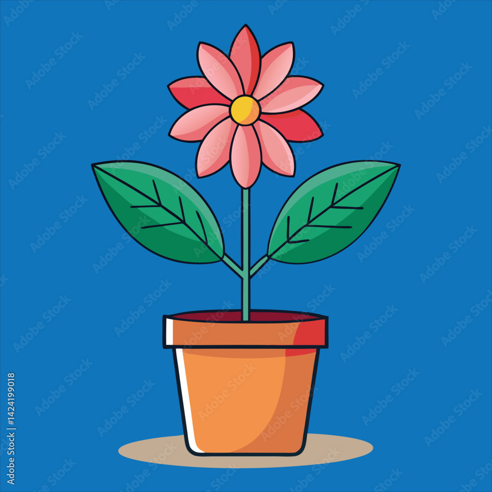 Represents flower with pot vector. Represents flower with pot vector.
