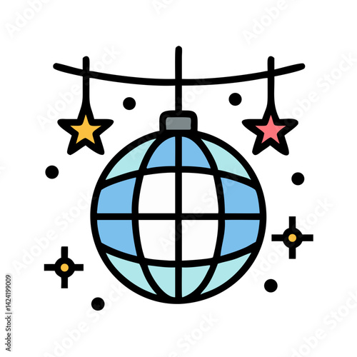 Disco Ball Party Decoration Icon Representing Dance Event or Celebration Ambience