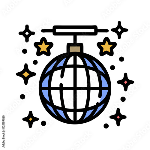 Disco Ball Party Decoration Icon Representing Dance Event or Celebration Ambience