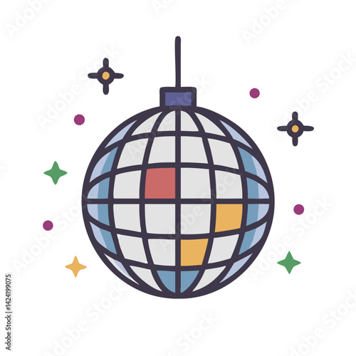 Disco Ball Party Decoration Icon Representing Dance Event or Celebration Ambience