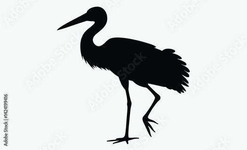 Stork silhouette, flying stork icon, bird vector illustration