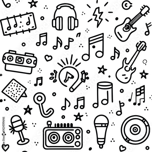 Music and Entertainment Doodle Icons