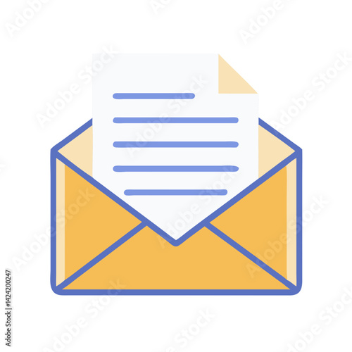 Email Message with Document Icon Representing Digital Communication and File Sharing