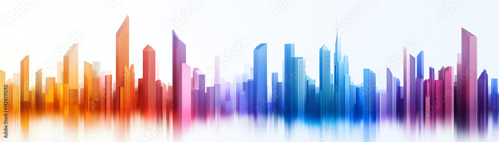 A vibrant city skyline featuring colorful buildings in various shapes, representing modern architecture and urban life. A vibrant city skyline featuring colorful buildings in various shapes, representing modern architecture and urban life.