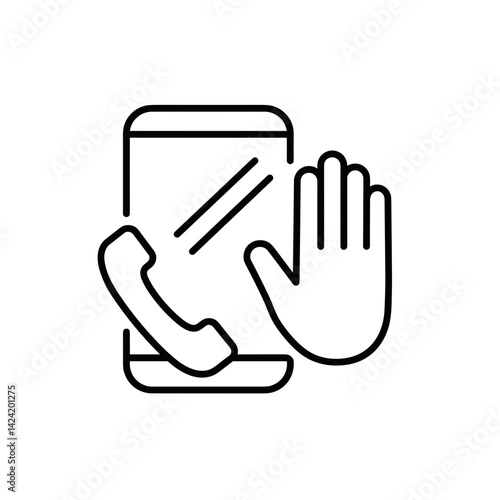 Phone call rejection symbol with hand gesture  