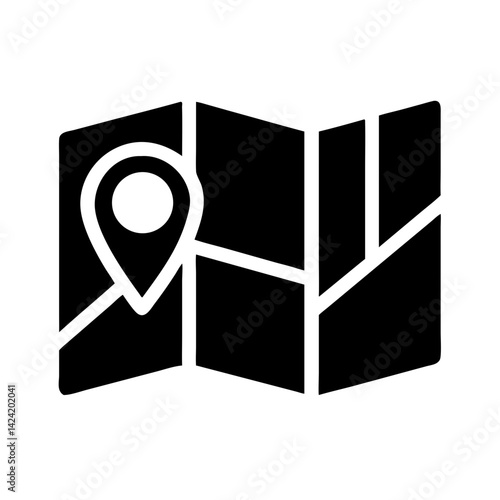 Folded Map Icon Representing Navigation and Location Guide