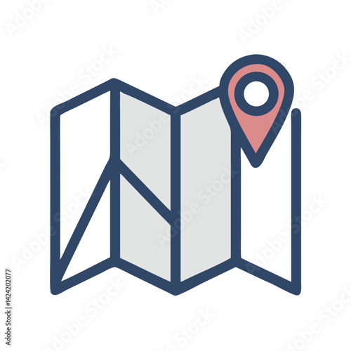Folded Map Icon Representing Navigation and Location Guide