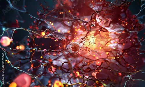cancer cell growth under a microscope, abstract scientific visualization