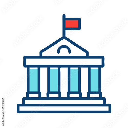 Government Building Icon Representing Institutional Authority and Public Services