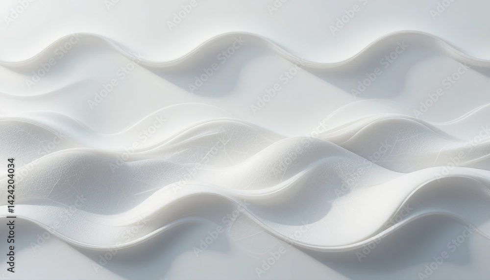 Naklejka premium Fluid motion patterns abstract art minimalist design contemporary studio close-up view elegant white waves