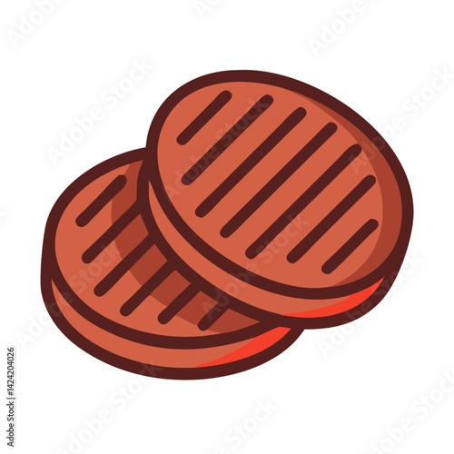 Grilled Patty Icon Representing Cooked Meat Portion and Savory Meal