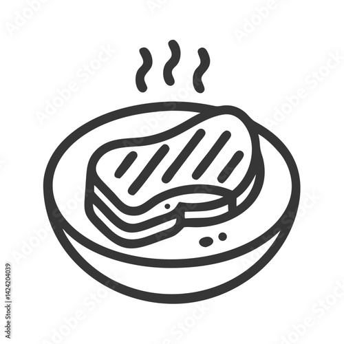 Grilled Steak Icon Representing Cooked Meat Portion and Delicious Meal